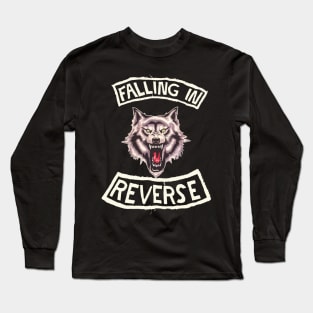 wolf scare retro vintage falling in reverse tour text white black shirt gift fans logo text Long Sleeve T-Shirt